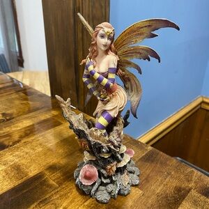 Fairy Figurine with Purple and Gold Accents